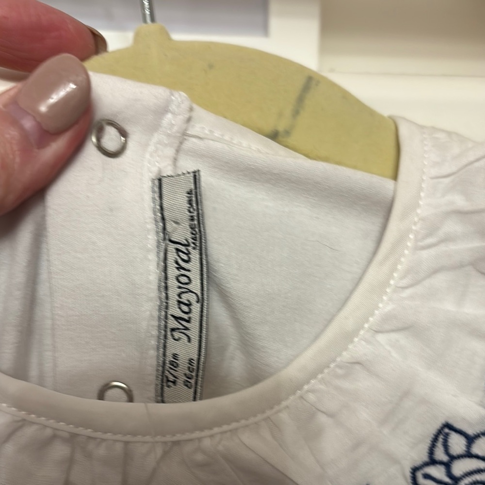 Mayoral Dress with Navy Floral Trim NWT - Picture 5 of 6